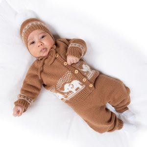 Stickat set Bebisset Elefanterna badar - garnpaket i Bluum Soft Merino Ul