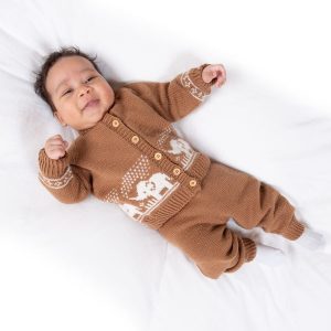 Stickat set Bebisset Elefanterna badar - garnpaket i Bluum Soft Merino Ull