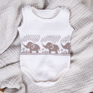 Stickade Bodys 2st Elefanterna badar - garnpaket i Bluum Soft Merino Ull