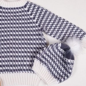 Stickat set Oskar-tröja och mössa - garnpaket i Bluum Soft Merino Ul