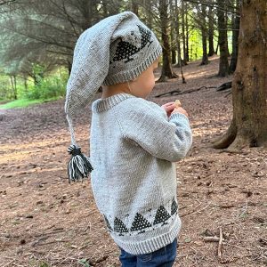 Stickad tröja Julgran m/luva - garnpaket i Bluum Soft Merino Ul