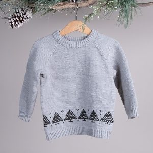 Stickad tröja Julgran m/luva - garnpaket i Bluum Soft Merino Ul