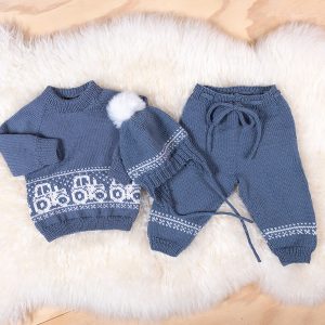 Stickat set Traktor - garnpaket i Bluum Pure Eco Baby Woo
