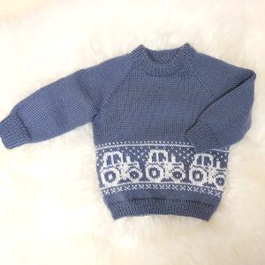 Stickat set Traktor - garnpaket i Bluum Pure Eco Baby Woo