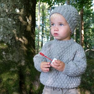 Stickad tröja Bubblor m/mössa - garnpaket i Bluum Pure Eco Baby Wool